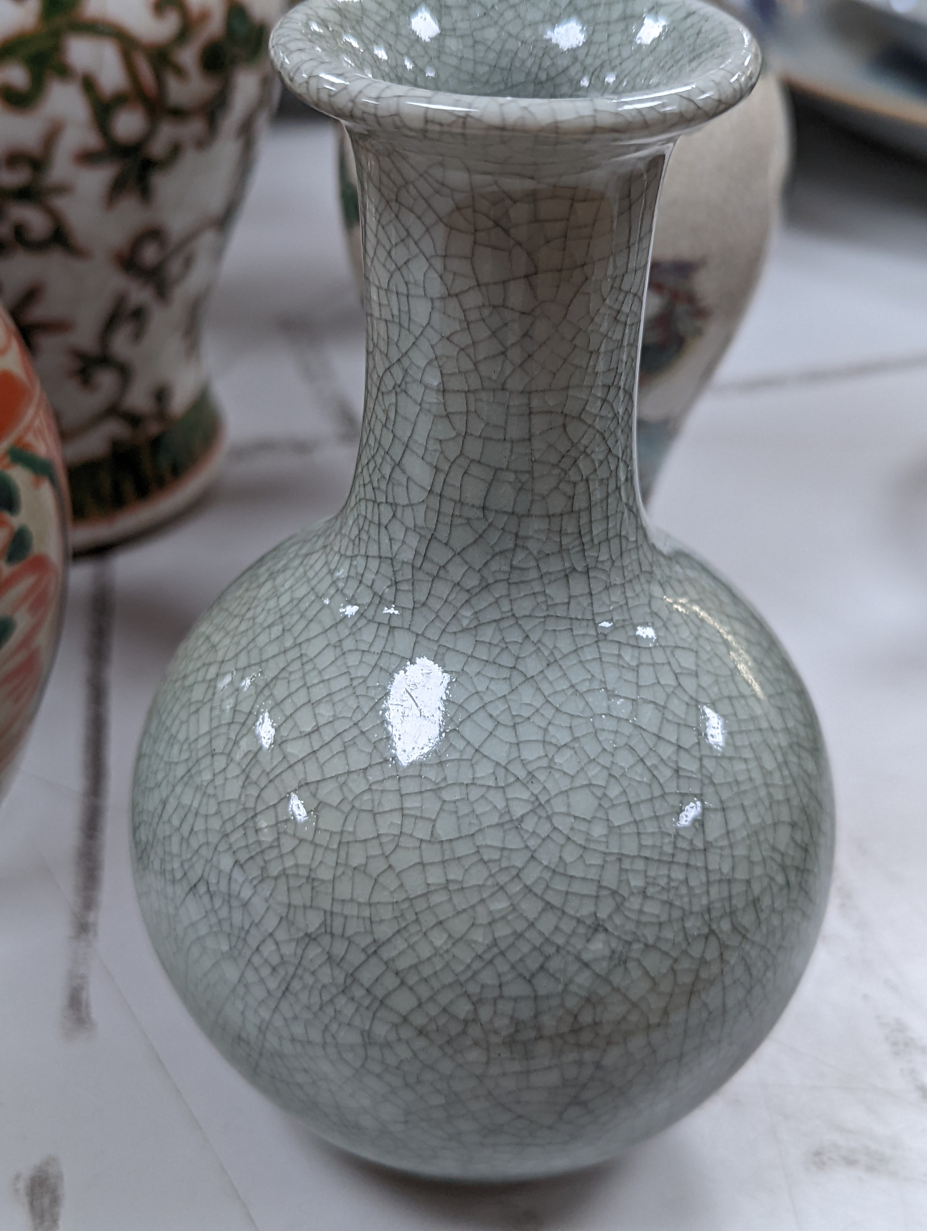 A group of 19th/20th century Chinese crackle glaze vases, tallest 30 cms high.